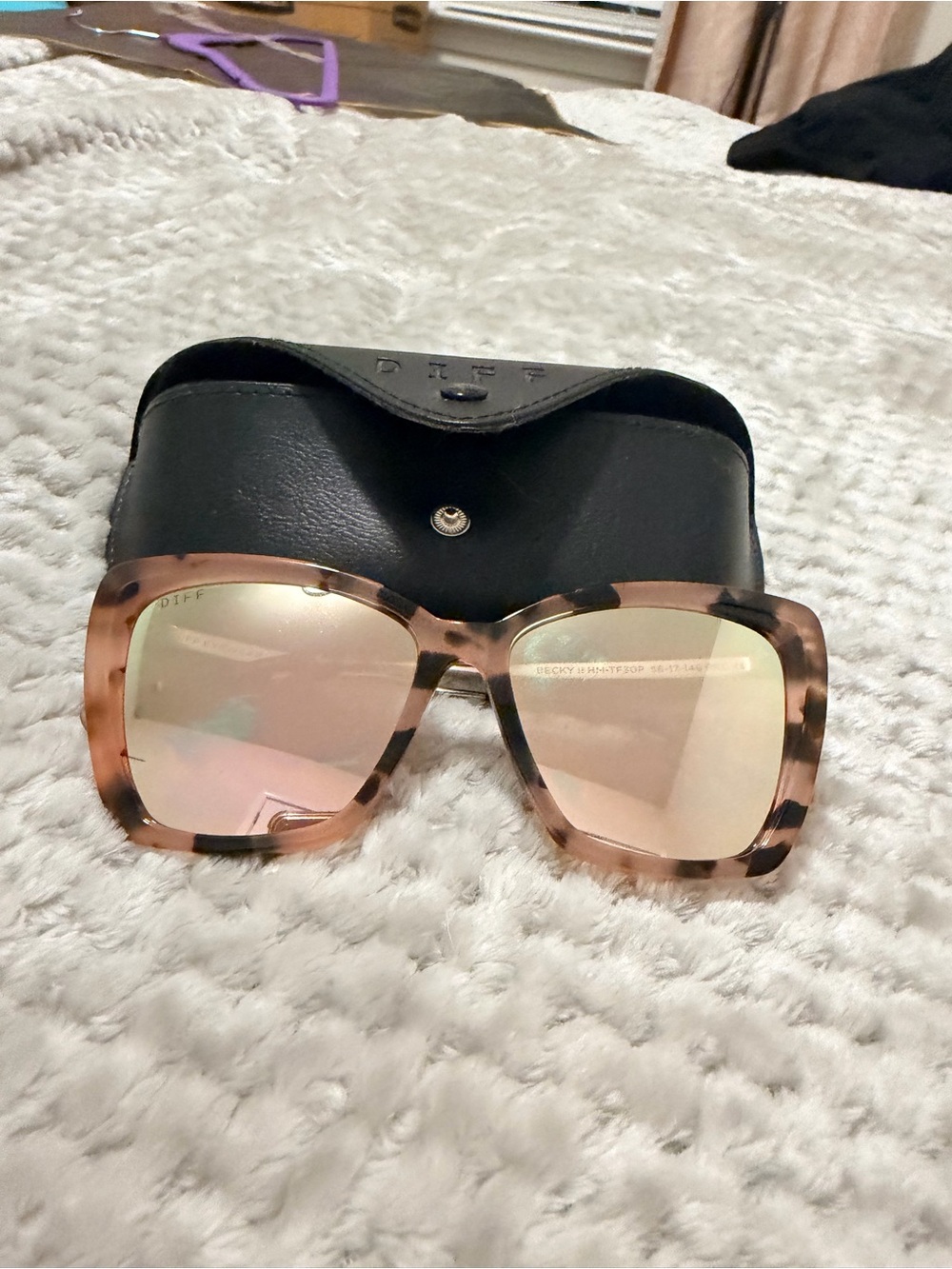 DIFF Oversized Square Tortoiseshell Sunglasses + Case